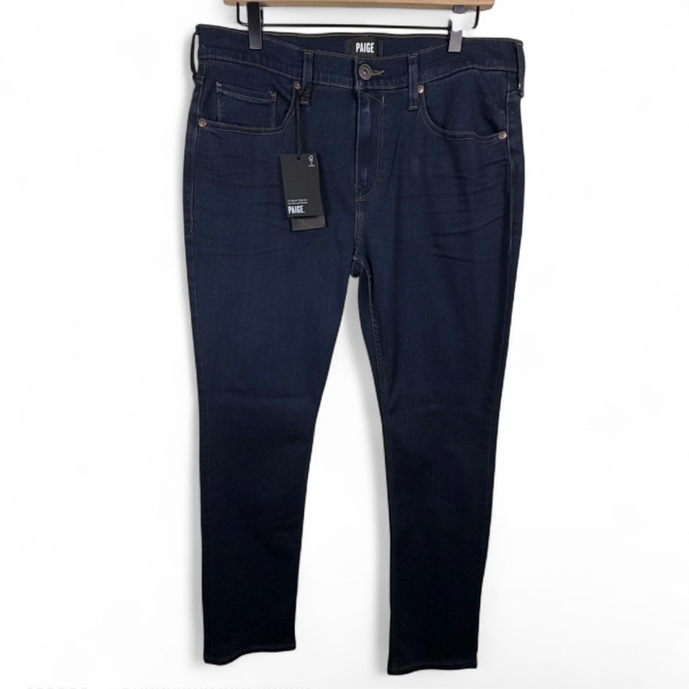 NWT Paige Federal Jeans Slim Straight Samson Dark Blue Wash Men’s Size 33x32